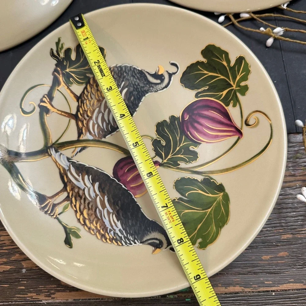 Pottery Barn Harvest Quail 3 Piece Salad Luncheon Plates 9 inch Round